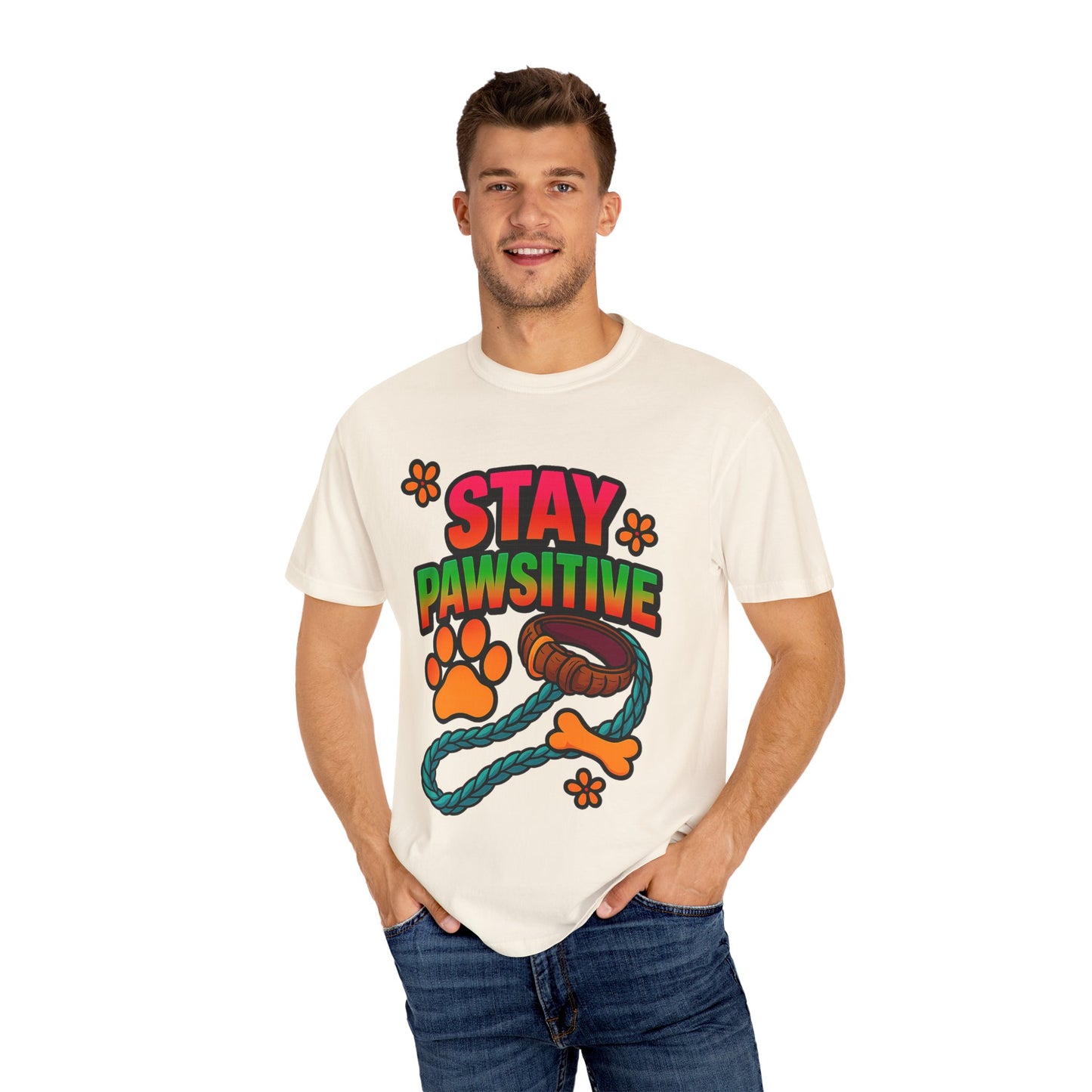 Stay Pawsitive T-Shirt – Cute Dog Lover Gift, Fun Pet Tee for Dog Parents